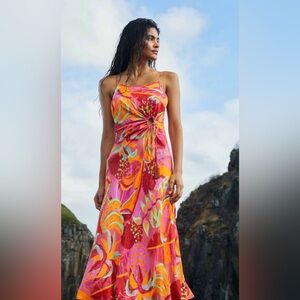 FARM Rio Brush Cutout midi dress size small NWT.